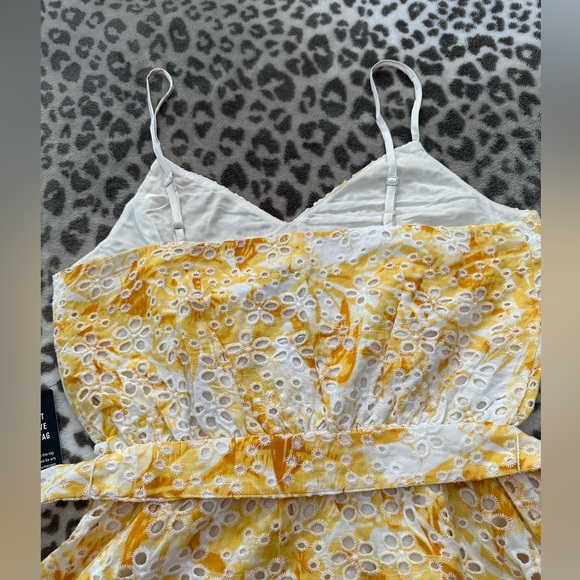 Express Printed Eyelet Mini Dress in Yellow Tie Dye Size Small Women’s - Picture 9 of 15